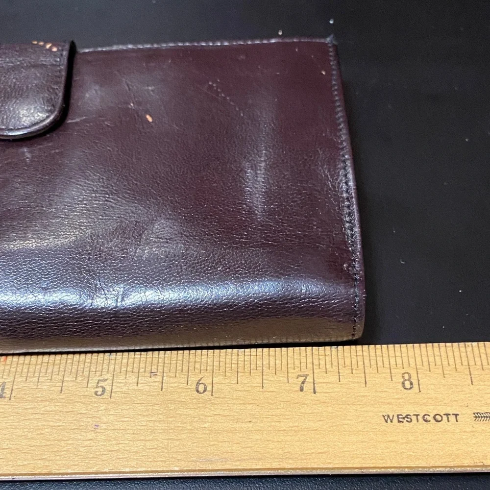 Elegant Carlo Amboldi Dark Brown Leather vintage checkbook wallet